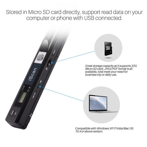 900DPI Portable Handheld Photo Scanner A4 Document LCD Digital Color Scanning - Picture 3 of 19