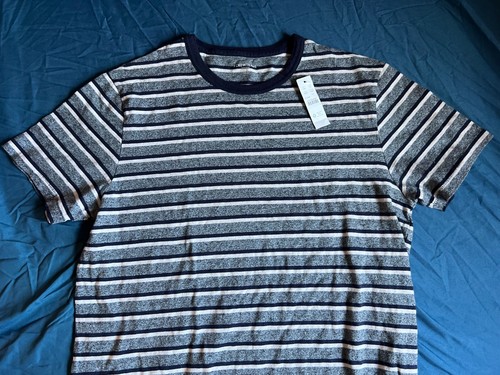J. Crew heather grey striped Tee Shirt large $48 - Picture 2 of 3