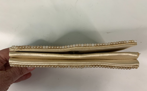 Vintage Corii Tokyo Beaded Clutch Purse Fold Over Flap MCM Ivory Evening Decor - Picture 12 of 14