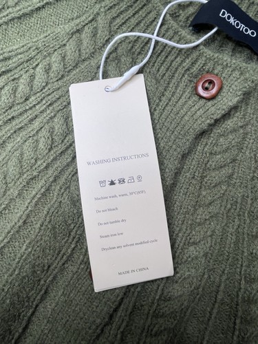 Dokotoo Sweater Cardigan Chunky Cable Knit 3/4 Sleeve Green Women’s Size: L NWT! - Picture 4 of 12