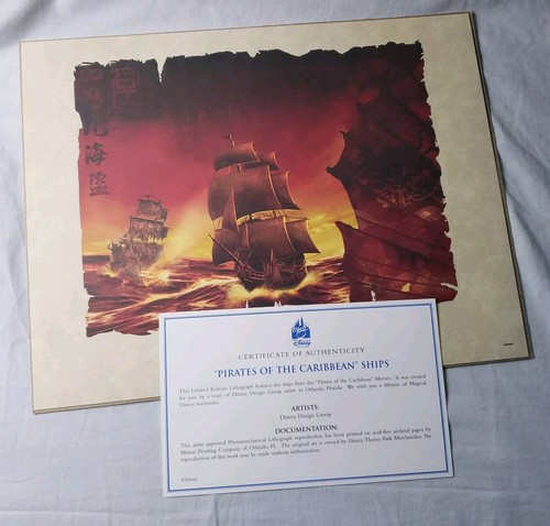 Disney Design PIRATES OF THE CARIBBEAN Ships Limited Release Framed Litho Art - Picture 1 of 7