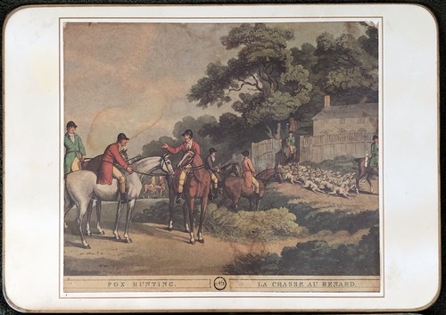 Fox Hunt Hunting 2 Cork Back Dinner Placemats Tan Rim - Picture 2 of 6