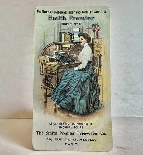 Vintage Smith Premier antike Schreibmaschine Zelluloid Werbung Paris Kalender