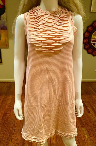 4K New Chanel 2015 Pink Knit Stretch Dress 36 38 40 4 6 8 Top 15c Stripe S M L - Picture 4 of 23