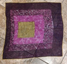 Vintage Geometric Nylon Scarf Square 33x33 Plums Greens