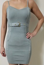 New Guess Dress Belted Party Bodycon Dress, Silver/Grey. Size L (also S, M)