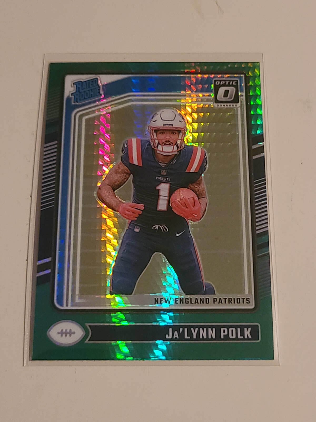 2024 Donruss Optic Ja’Lynn Polk Green Hyper  RC Rated Rookie 240