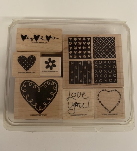Stampin' Up LOVING HEARTS Set of 7 Wood Mounted Rubber Stamps Loving Hearts