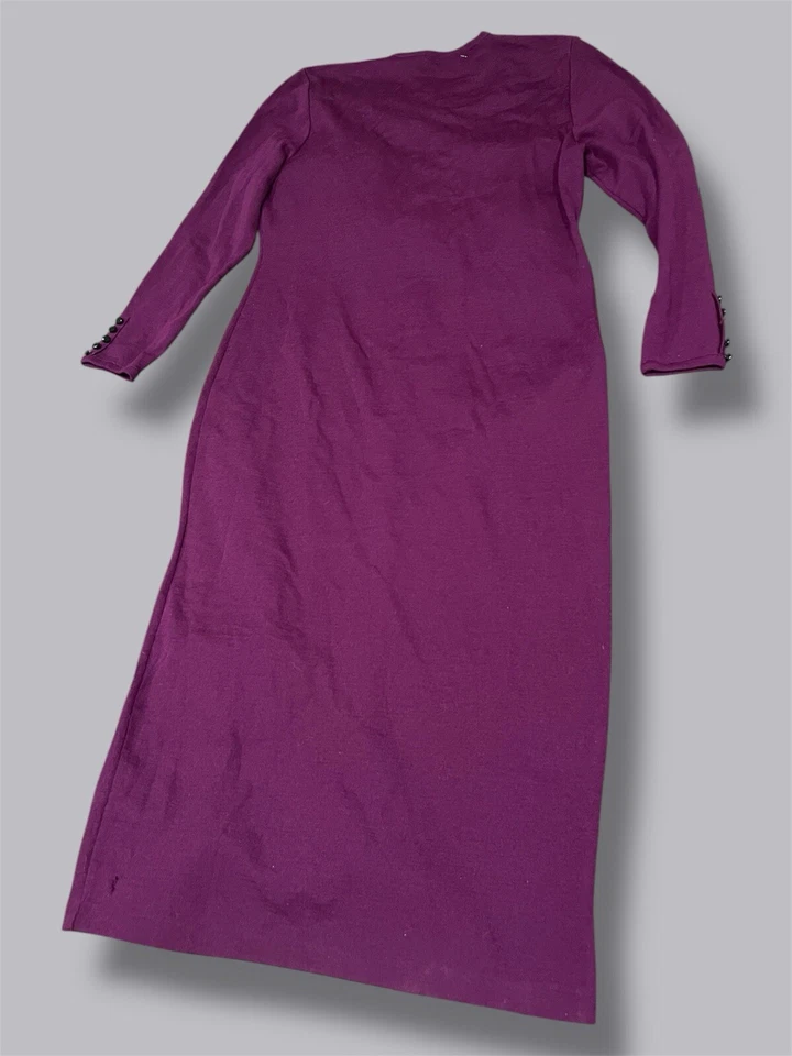 Vintage DANA BUCHMAN Dress 100 % Wool Plum Size Large See Photos - Image 2 of 4