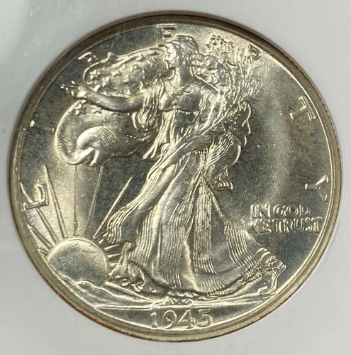 1945-D Walking Liberty Half Dollar MS66 NGC Gorgeous Light Champagne Toning