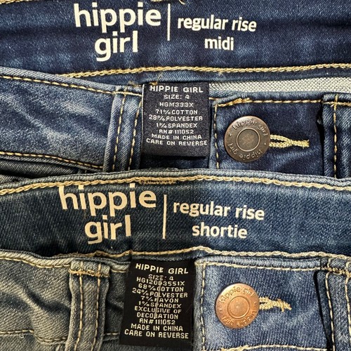 Hippie Girl Size 4 Snap Button Stretch Adjustable Waist Jean Shorts 2-Pairs -NWT - Picture 4 of 7