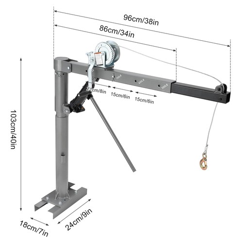 1000 Lbs Pickup Truck Crane Hydraulic Hoist with Manual Winch 360° Swivel 4 Boo - Bild 7 von 10