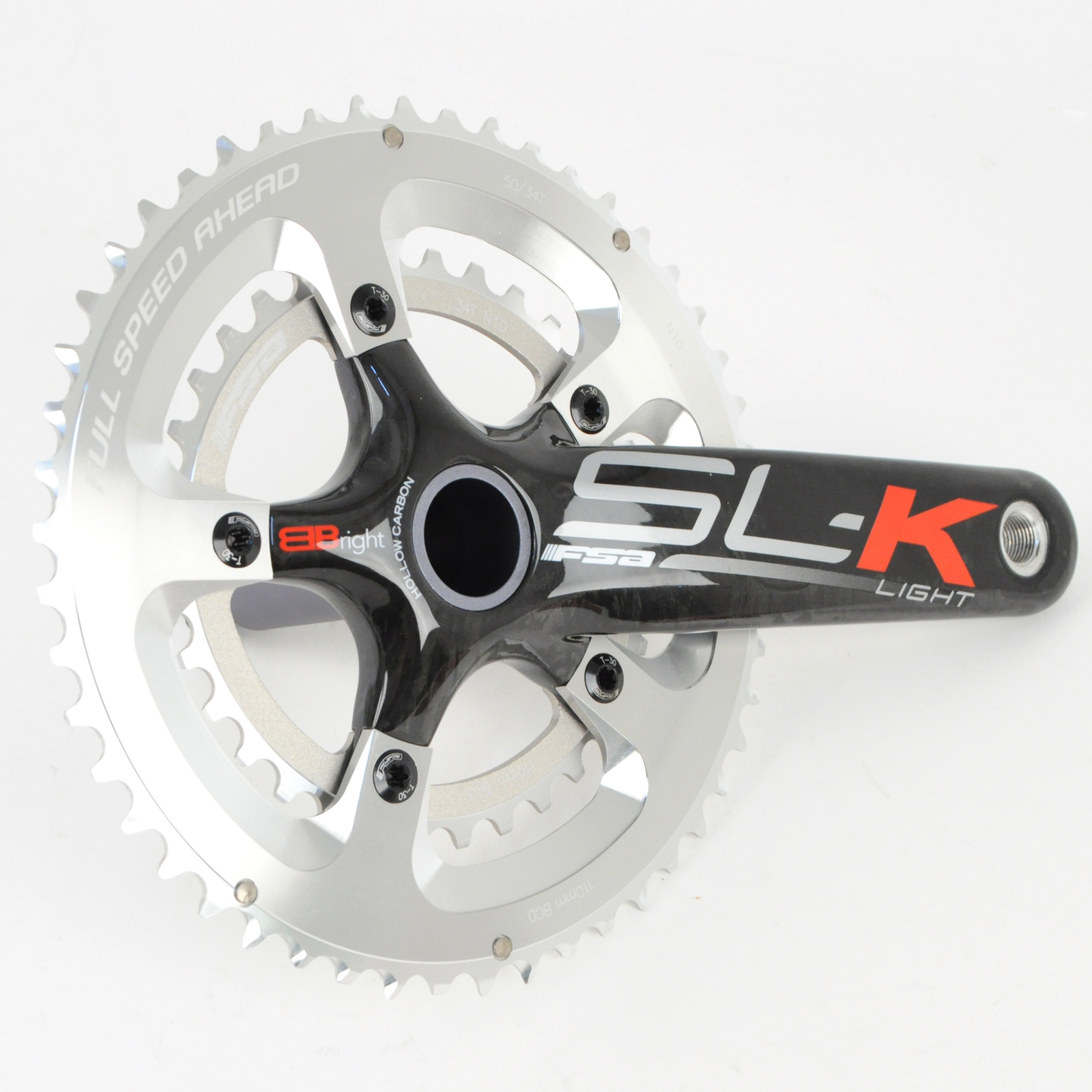 FSA SL-K Light Compact Carbon Road Bike Crankset EVO386 34//50T 170mm No BB Red
