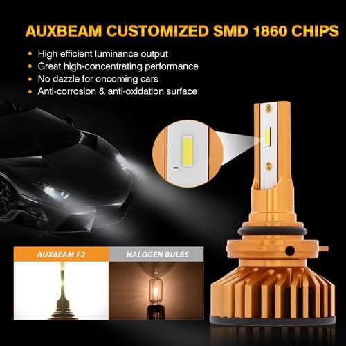 AUXBEAM 9006 LED Headlight Bulb High Low Beam 6500K Super Bright White 10000LM - Picture 7 of 12