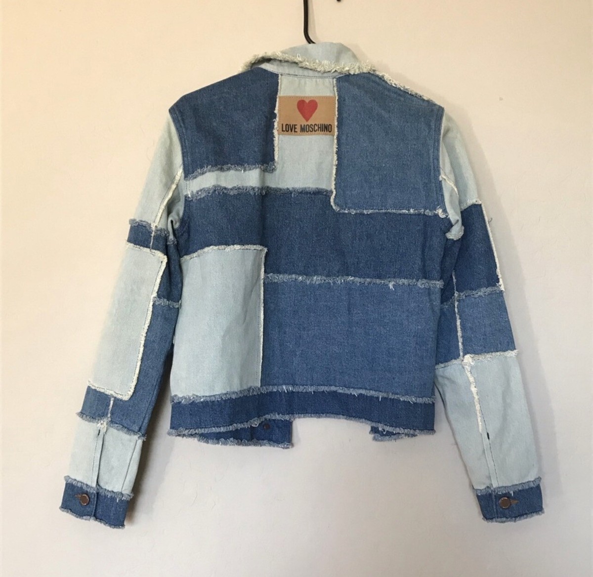 LOVE MOSCHINO Giubbino Denim Patchwork Jacket M | eBay