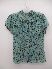 Apt 9 Medium Cap Sleeve Button Up Pleated Front Blouse - Flawed