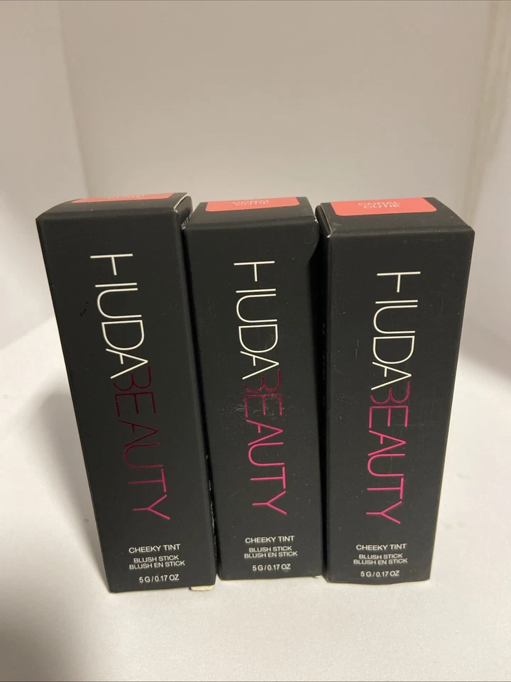 (3)Huda Beauty Cheeky Tint Blush Stick CORAL CUTIE 5g NEW!! - Image 3 of 4