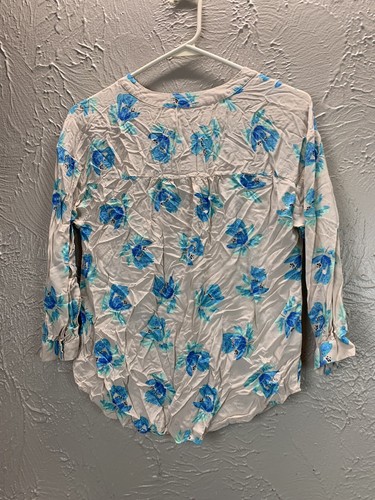 Camicetta Ann Taylor Loft blu beige floreale manica 3/4 donna taglia small - Foto 3 di 3