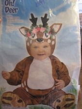 CHRISTMAS-Oh Deer Baby DEER W/FLOWERS COSTUME-BABY SZ L 12-24 MO -FUN WORLD