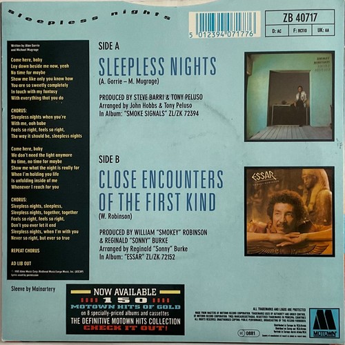 Smokey Robinson - Sleepless Nights - 7” Vinyl Single - Picture 2 of 4