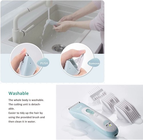 Baby Hair Clippers, Ceramic Blade Electric Kids Hair Trimmer, Ultra-Quiet Cordle - Picture 7 of 12