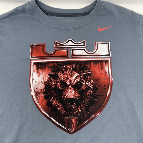 New WO Tags Nike Lebron James T-Shirt Youth L Large Dri-Fit Tee King Crown Lion - Picture 2 of 5