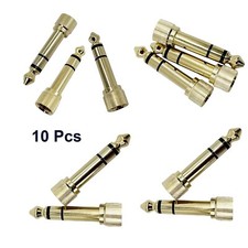 10pcs 6.35mm 1/4" Stereo Male to 3.5mm 1/8" Female Audio Adapter w Screw On Gold