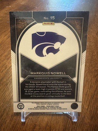 Markquis Nowell 2023 Panini Prizm Draft Picks Brilliance #15 Kansas State - Picture 2 of 2