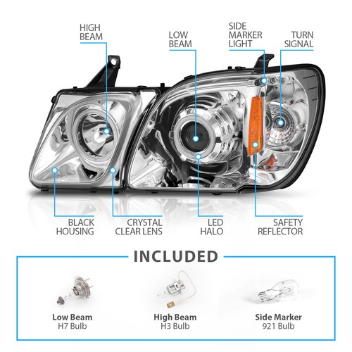 Lexus LX470 1998-2007 Chrome Headlights, Angel Eye Projector with Dual LED Halo - Picture 6 of 9