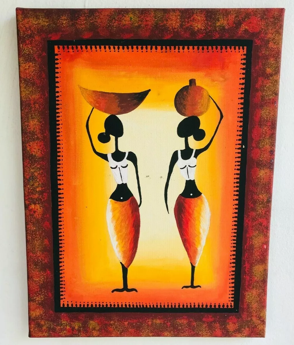Traditional Women Shopping Original Hand Painting Canvas Wall Art