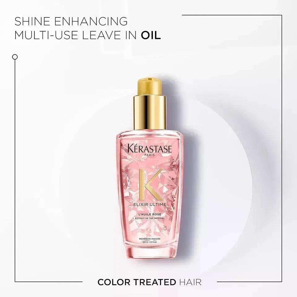 NUOVO Kerastase Elixir Ultime L'Huile Rose Olio Abbellizzante Cura Capelli 100ml - Immagine 3 di 4