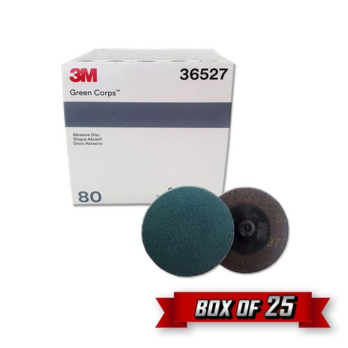 3M 36527 | Green Corps Roloc Disc, TR, 2.000" x 80 Grit (Replaces 01396) {25pk} - Picture 1 of 3