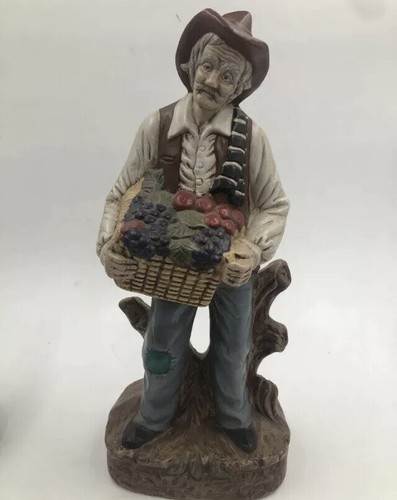 Vintage Man and Woman Figurines with Bountiful Baskets 11” - Picture 4 of 6