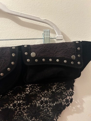 FREE PEOPLE Soft Suede Long Story Short Skirt Three Pouch Belt Fanny Pack NEW M - Picture 5 of 22