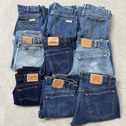 Lote De Colección De 9 Años 70 80 Levis 517 505 Calvin Klein Lee Riders Denim Talon Scovill - Imagen 1 de 22