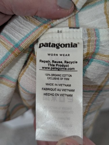 Camisa Patagonia A/C Algodón Orgánico Abotonada Para Hombre Mediana Beige Cuadros - Imagen 6 de 10