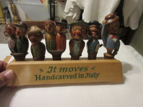 6 tapones de botella de corcho de madera vintage ANRI tallados a mano Italia con soporte - Imagen 6 de 24