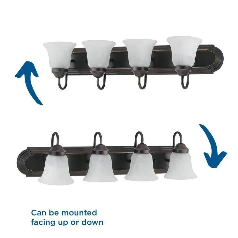 30 in. 4-Light Antique Bronze Vanity Light with Etched Alabaster Glass Solvang - Image 2 of 3