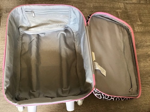 Pottery Barn kids Mackenzie Rolling suitcase luggage Brown & Pink Alyssa Mono - Picture 5 of 10
