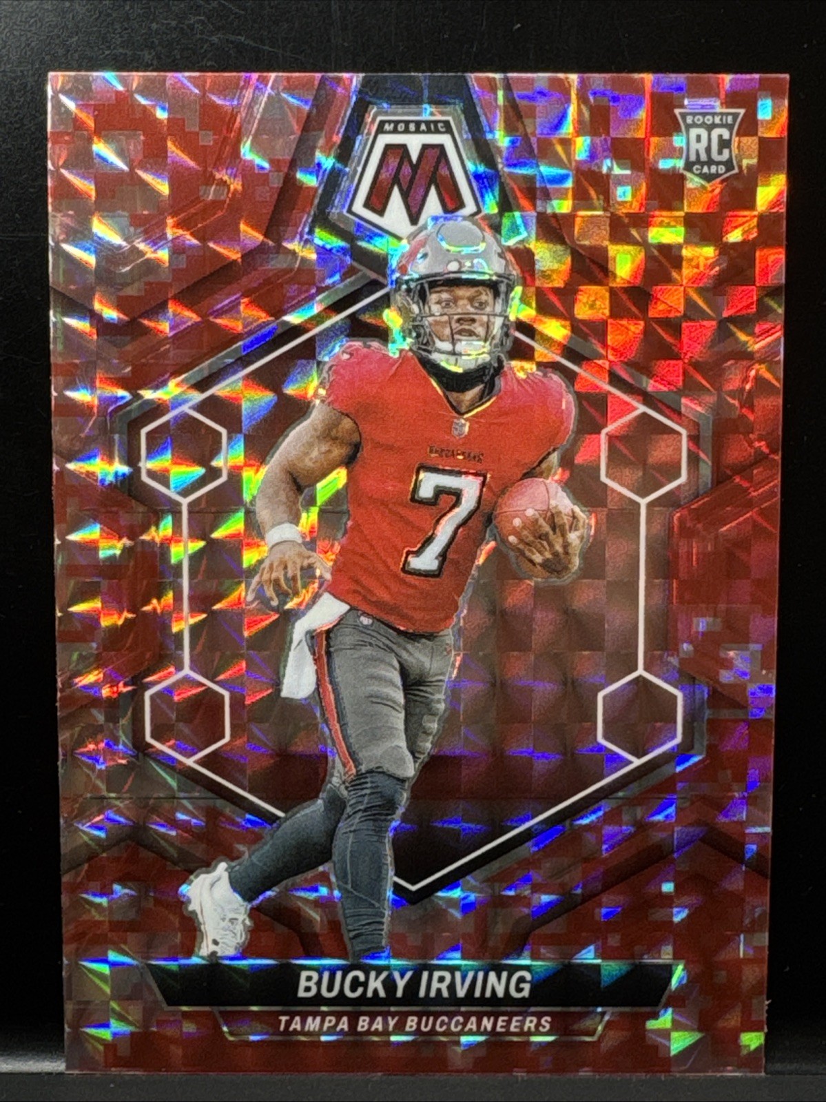 2024 Panini Mosaic - Bucky Irving RC #385 Red Camo Mosaic Prizm SP Buccaneers