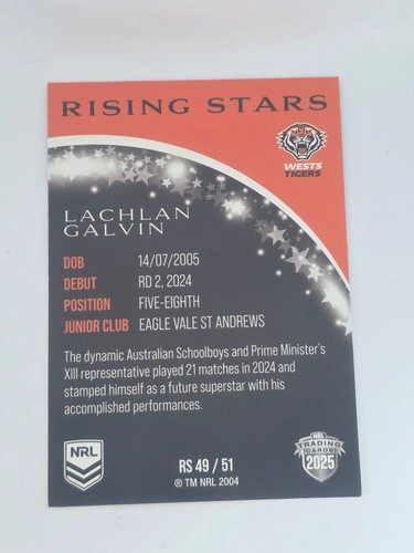 NRL 2025 Traders | Rising Stars | #RS49 | Lachlan Galvin | Tigers - Bild 2 von 2