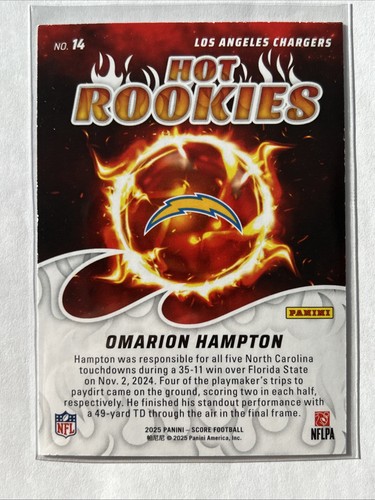 2025 Score Football Omarion Hampton Hot Rookies #14 - Picture 2 of 2