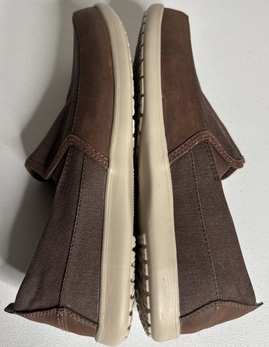 Herren Crocs Santa Cruz Braun Canvas Leder Slipper Schuhe Größe 13 - Bild 8 von 18