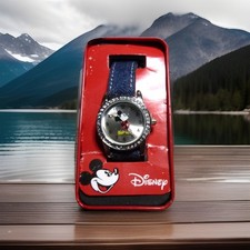 Mickey Mouse Watch With Matching Logo Denim Band Working