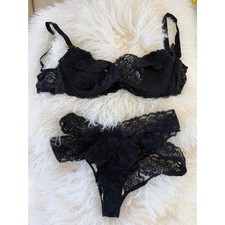 AGENT PROVOCATEUR MARGOT Black Crossover 2 Piece Lingerie Set 36D/4
