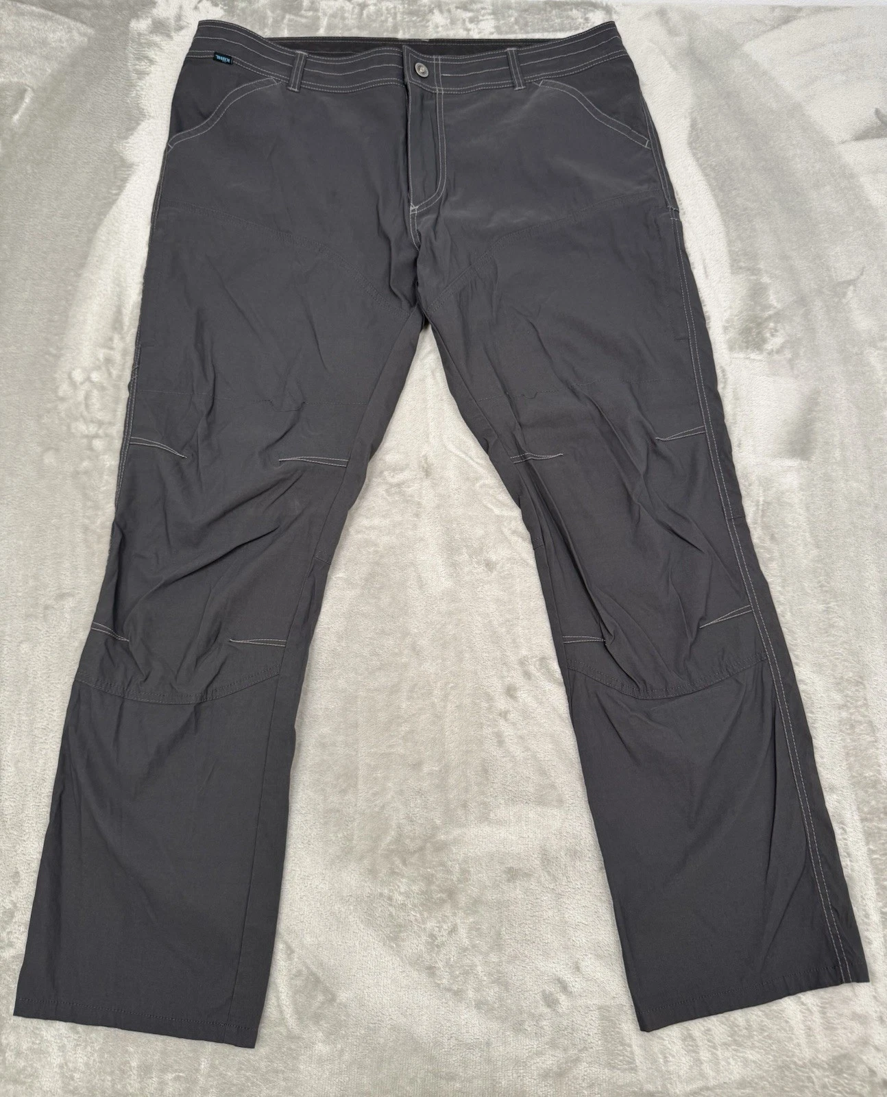 Kuhl Renegade Pants Mens 40x32 Gray Black Nylon Stretch Utility Cargo Hiking