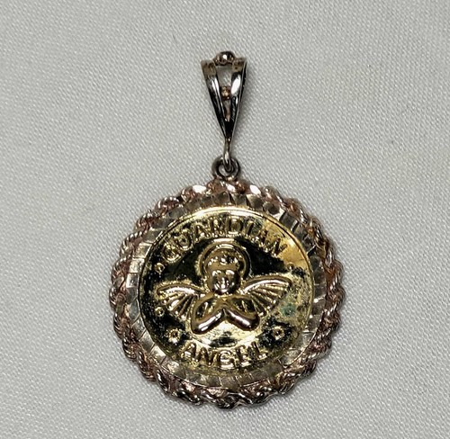 RARE Silver - Vtg Signed Bada vici Guardian Angel Pendant & Earring Set - Picture 6 of 11