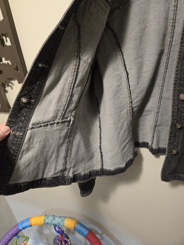 AMI - Black Jean Utility Jacket - Bling Button Detail - Size L - Picture 5 of 6