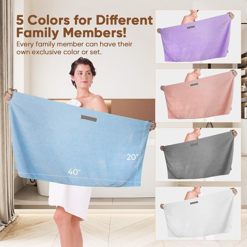 5 Pack Microfiber Hair Towels - 40 X 20 Inches Fast Drying Turbans - Picture 5 of 8