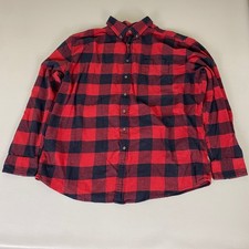 Croft & Barrow Flannel Shirt Men's XL Red Black Buffalo Plaid Button Up Warm